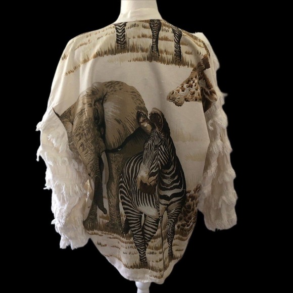 Vintage Marshall Rousso Las Vegas button Jacket Fringe Jungle Zebra Theme Small - Picture 10 of 12